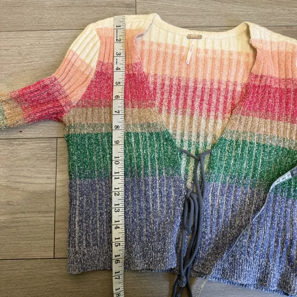 Free People Trouble Maker Cardi Rainbow Sweater Fairy Cardigan Front Tie‎ XS